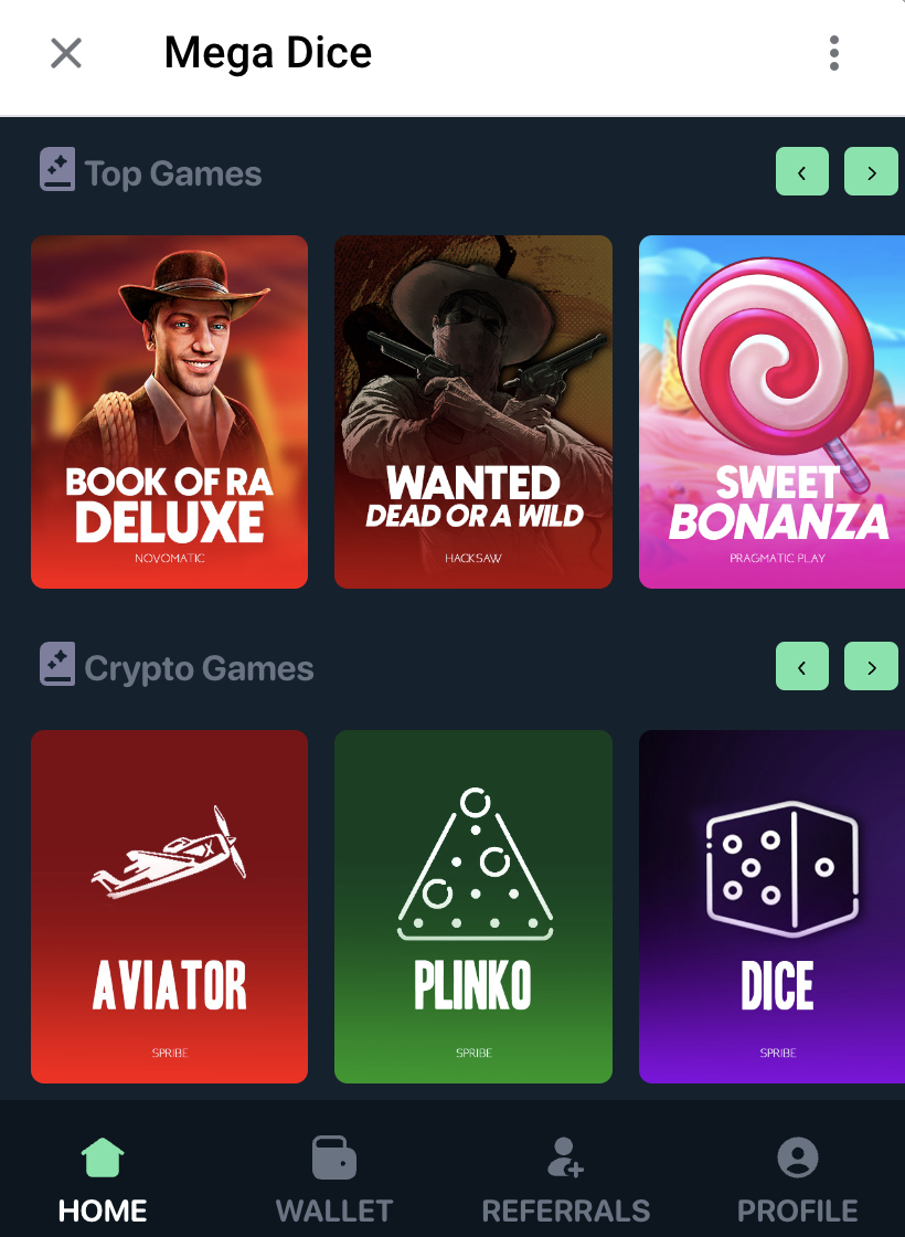 mega dice telegram casino - top games