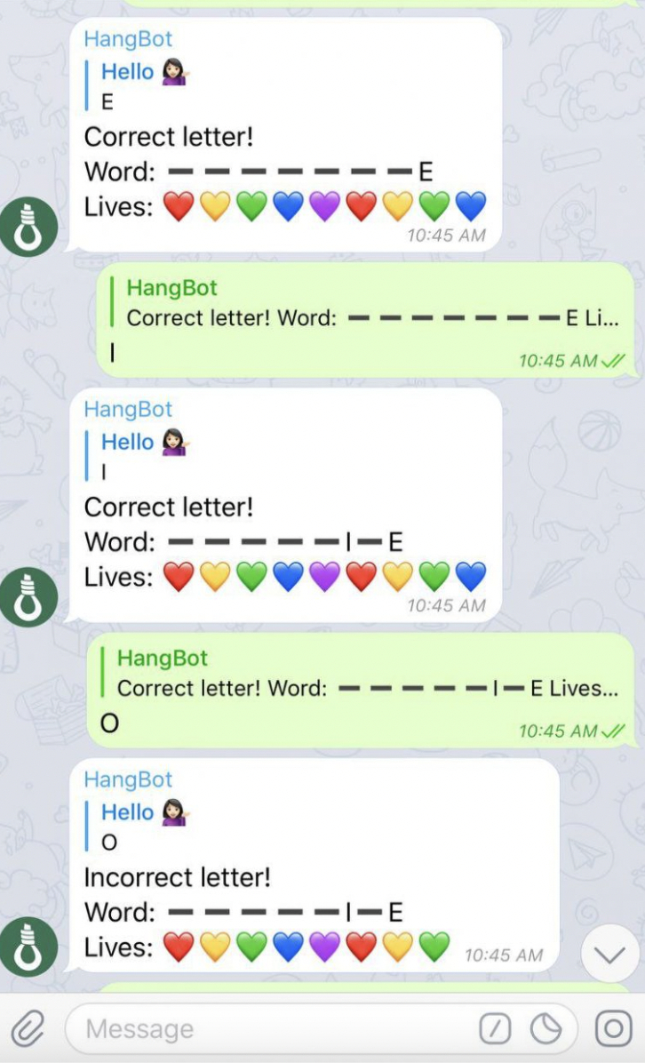 Hangbot Telegram game