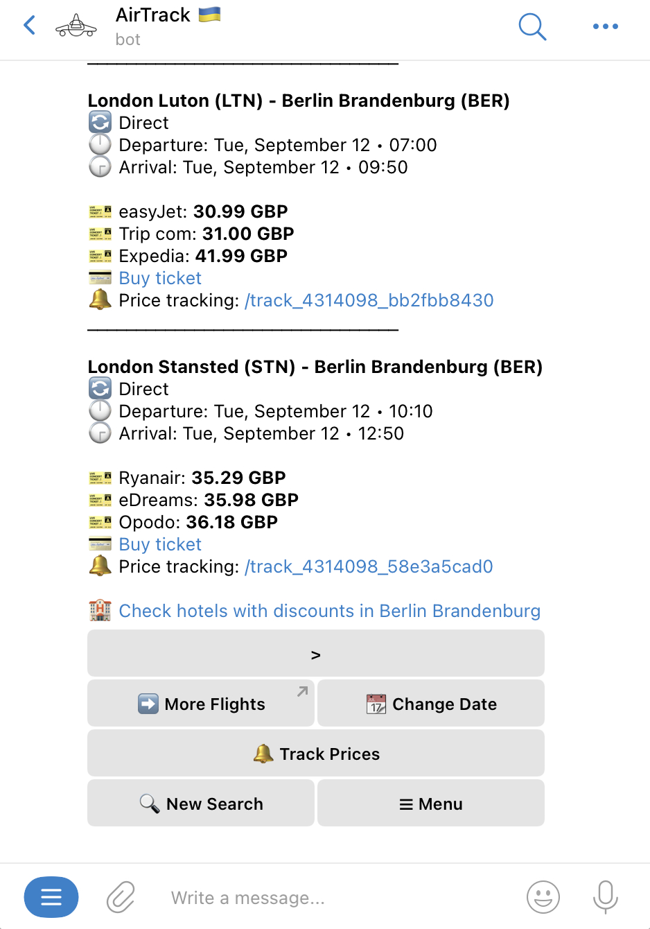 AirTrack flight tracker Telegram bot