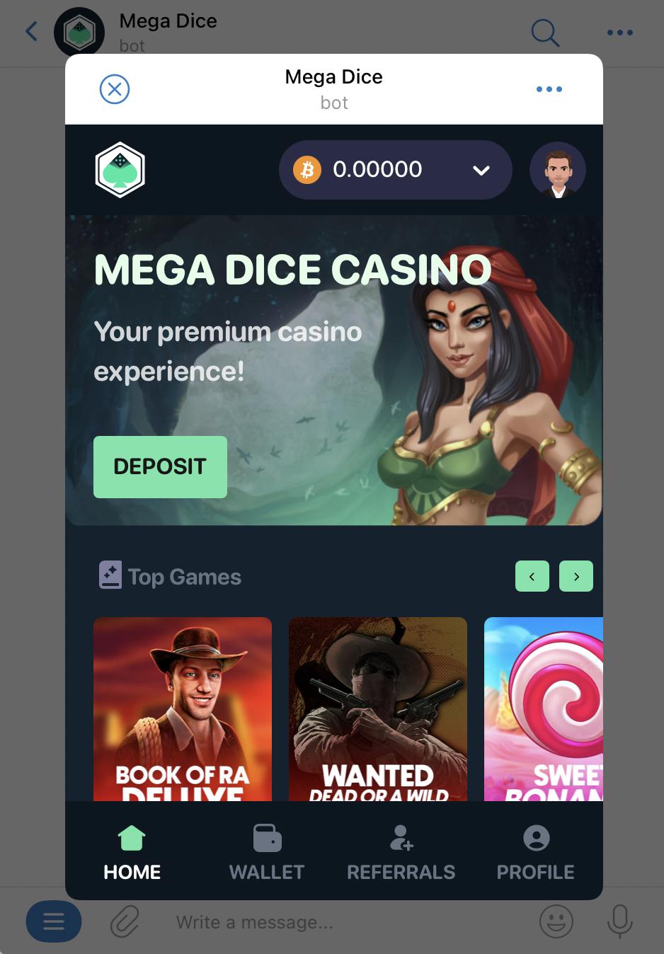Mega Dice Telegram casino