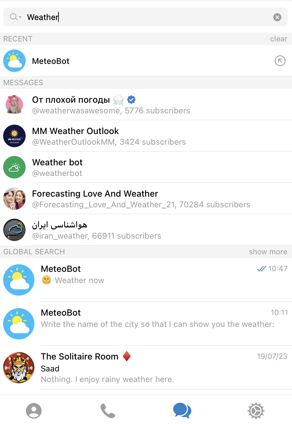 Weather Telegram bots