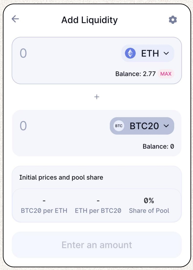 pool BTC20/WETH