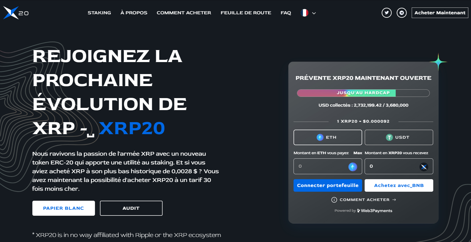 Prévente XRP20 token