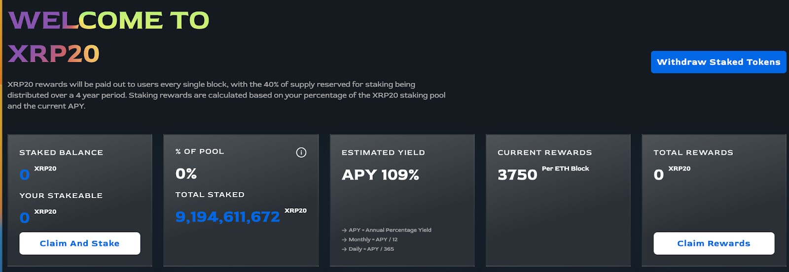 폭발적인 XRP20 사전 판매, 270만 달러 모금 달성 및 스테이킹 24시간 만에 22% 참여