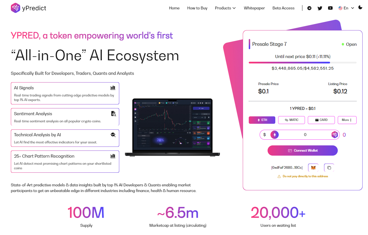 AI 기반 암호화폐 매매신호 플랫폼 ‘y프리딕트’, 투자금 340만 달러 유치··· 어떻게 작동할까?