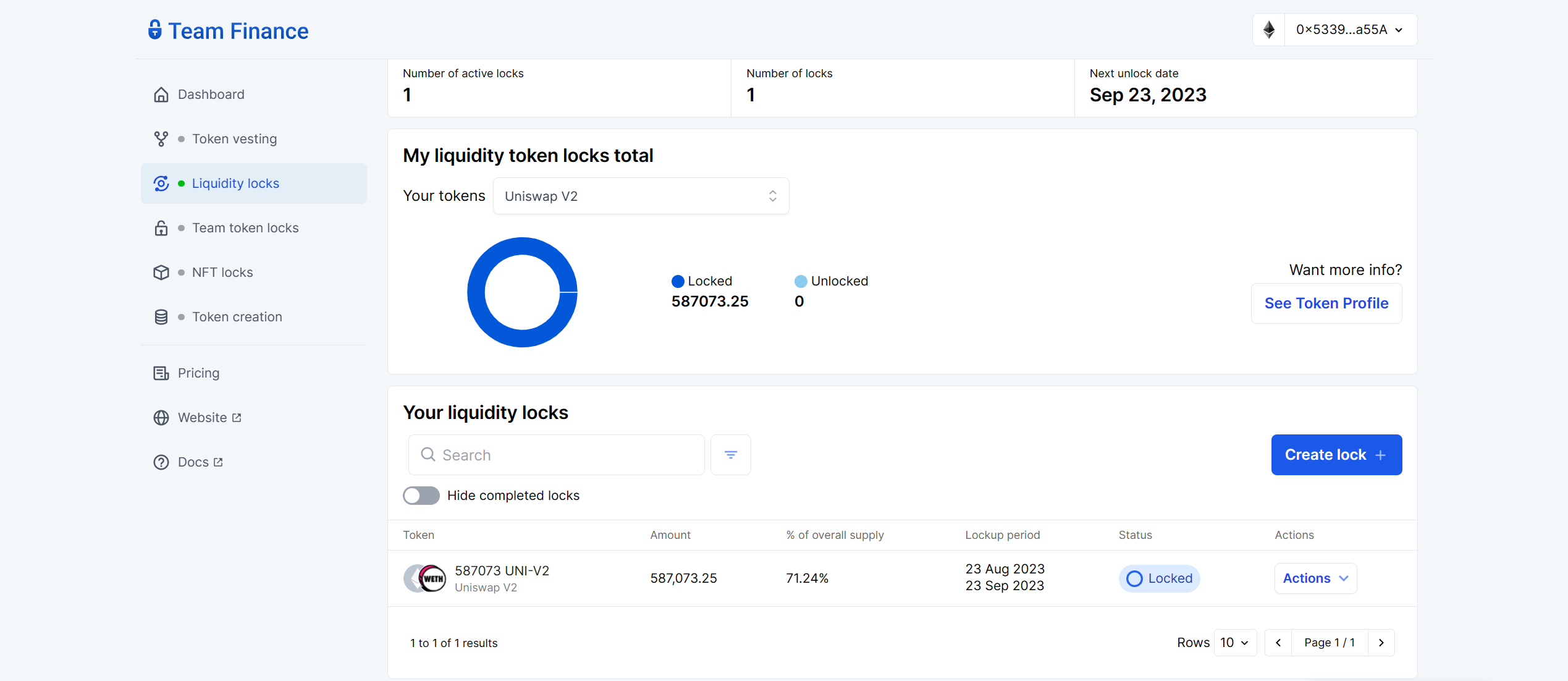 xrp20 liquidity locked for 1 month