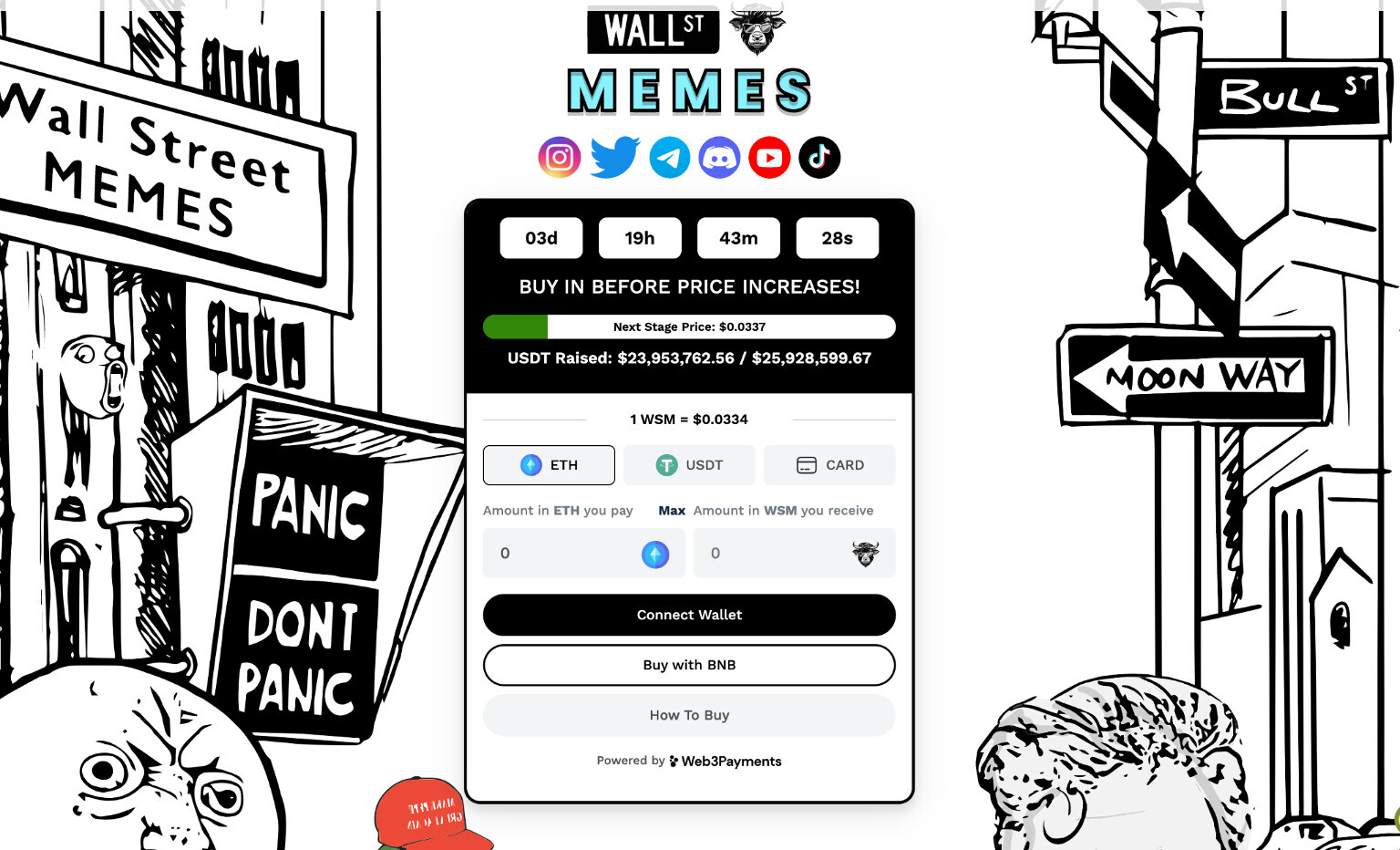 Wall Street Memes officiële presale pagina