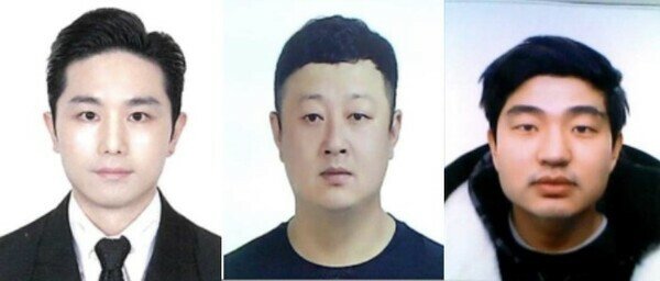 Photos of three South Korean men suspected of carrying out a murder in Seoul, in March 2023.