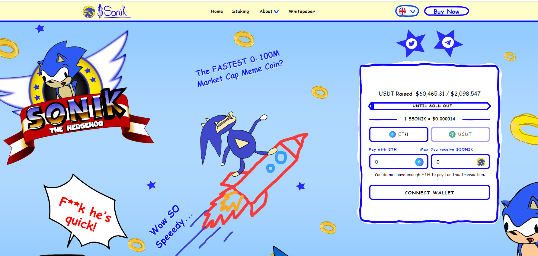 Officiële presale pagina van $SONIK