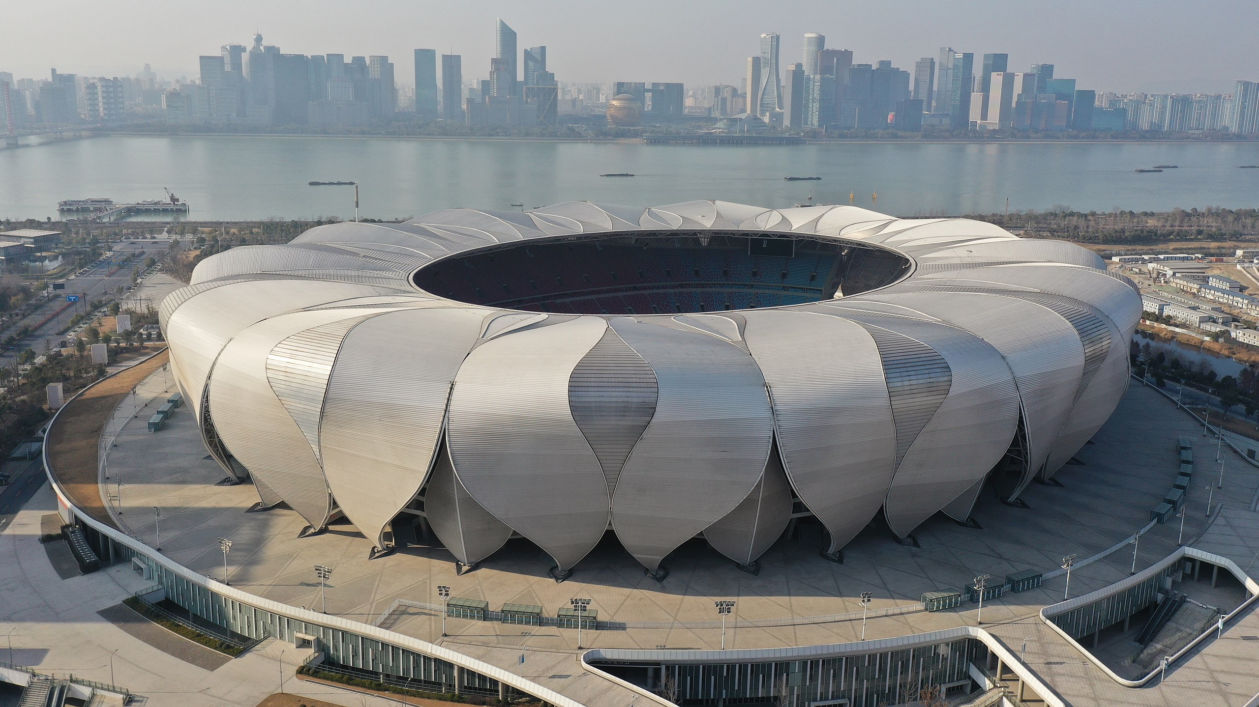 The Hangzhou Olympic Sports Center Stadium in Hangzhou, China.