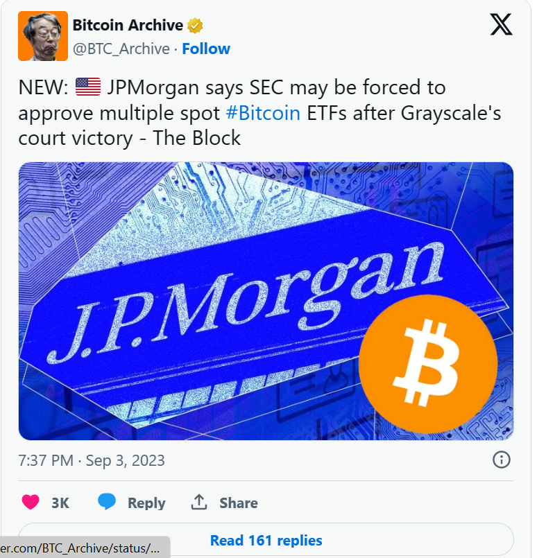 Twitter bericht JPMorgan
