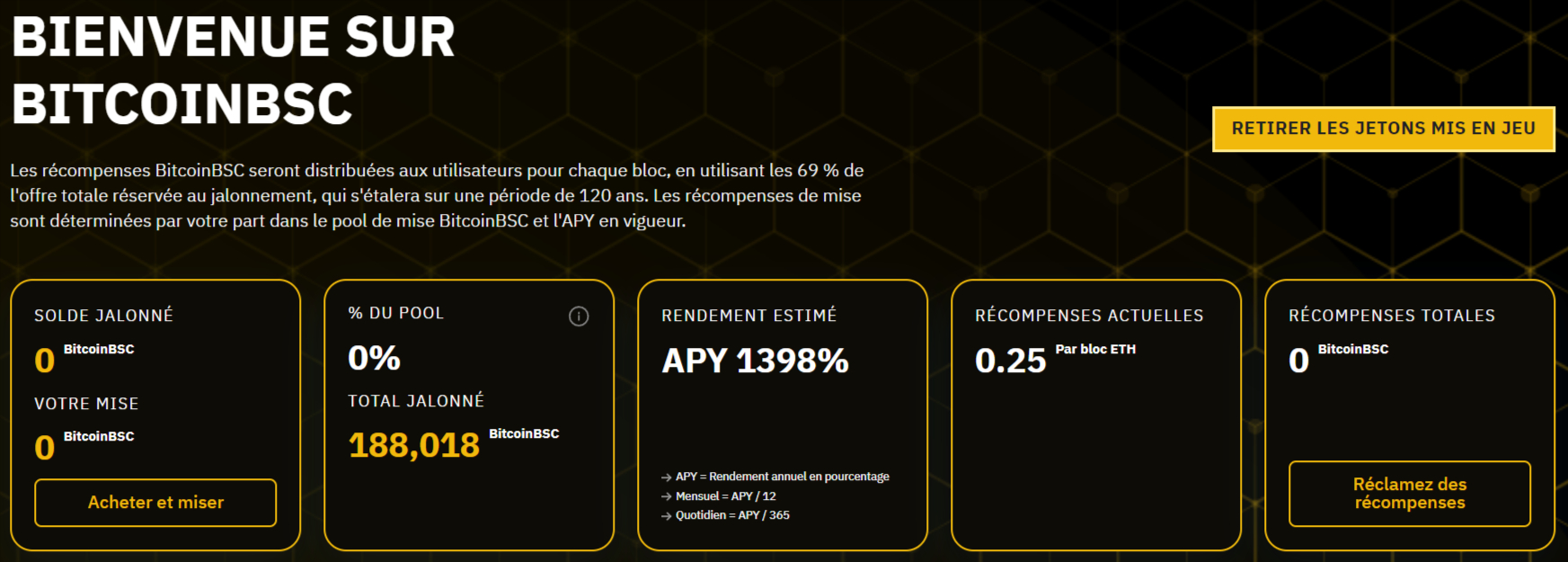 Bitcoin BSC Staking récompenses et rendement