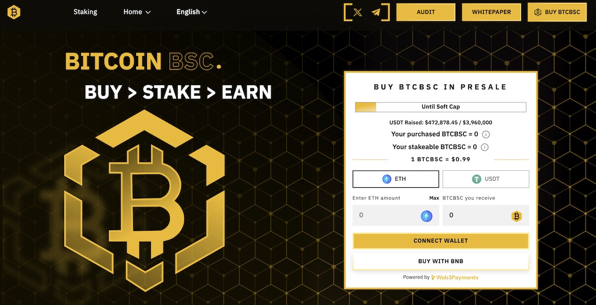 Besuchen Sie die Bitcoin BSC Presale-Website