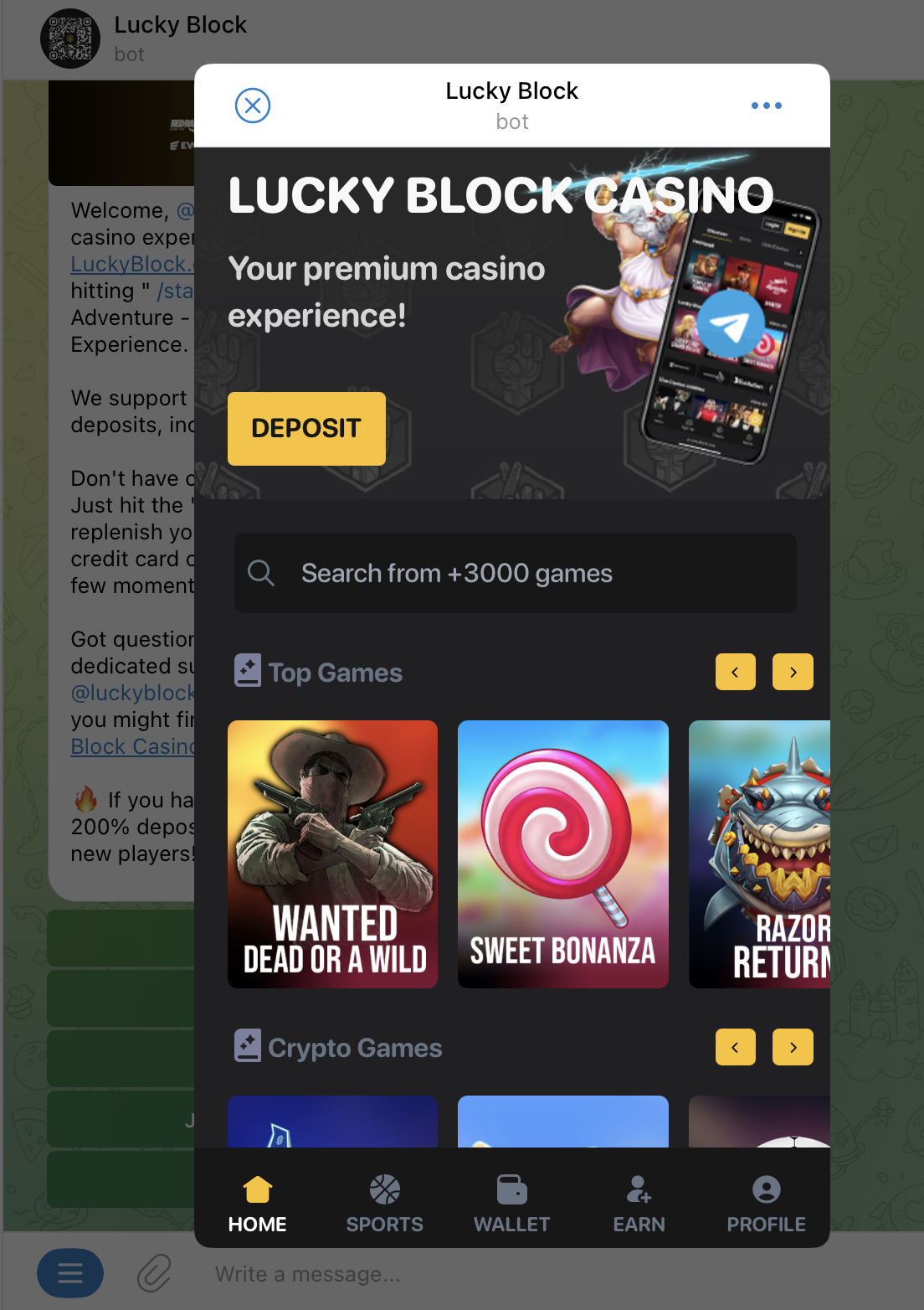 Lucky Block Telegram Casino and Sportsbook