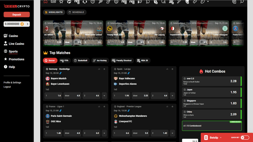 Reel Crypto sports betting 