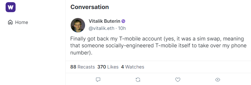 Vitalik Buterin récupère son compte-T-Mobile suite à un piratage