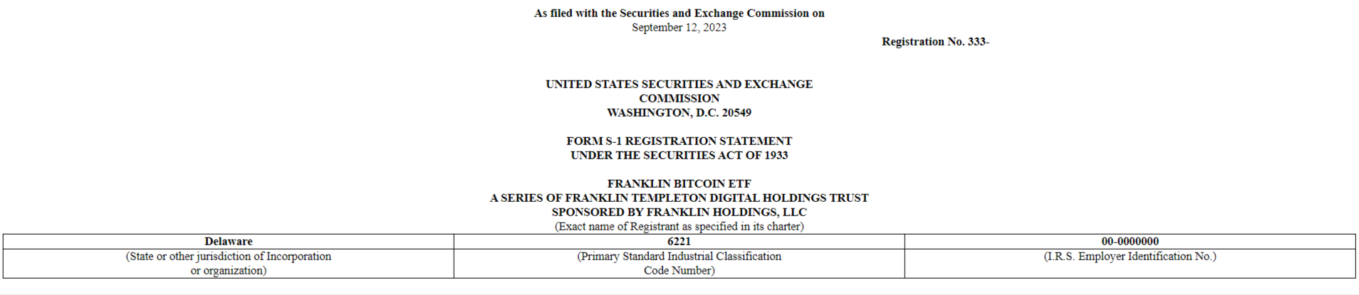 sec gov ETF spot Bitcoin Franklin Templeton