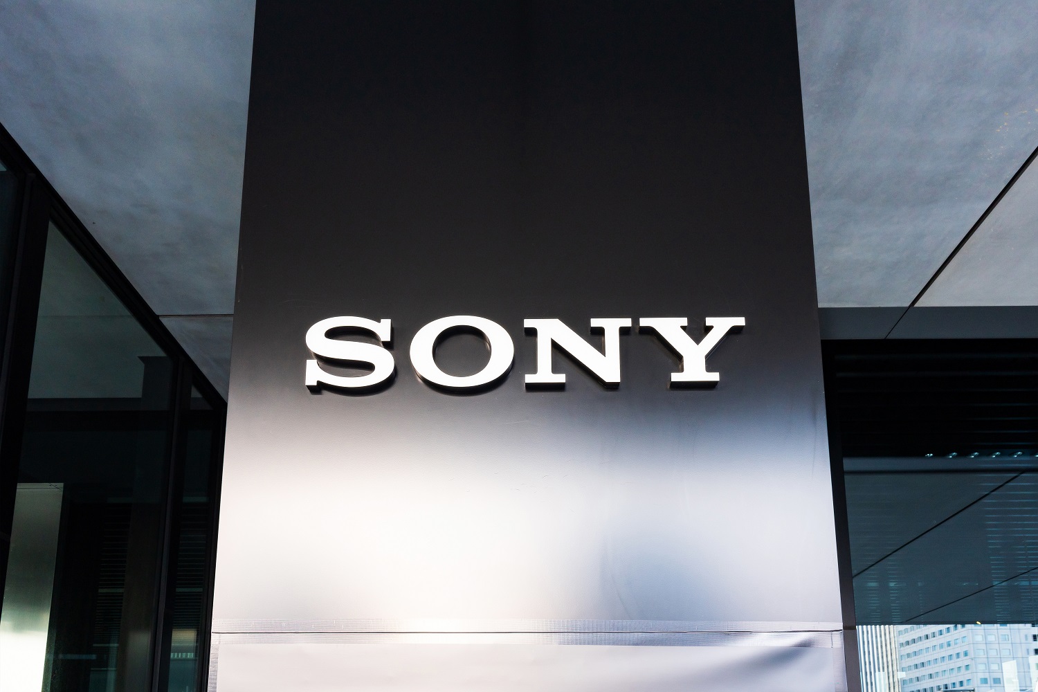 The Sony logo on a building.
