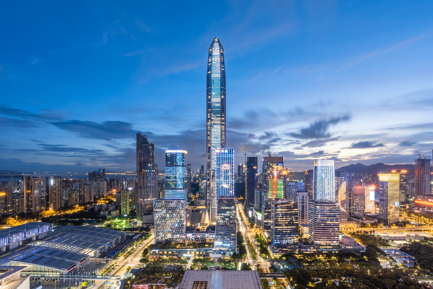 The skyline of downtown Shenzhen, China.