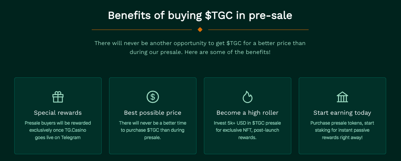 TG Casino token presale benefits
