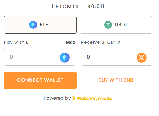 Purchase BTCMTX tokens with crypto
