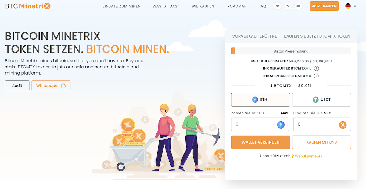 Schritt 4: Besuche die Bitcoin Minetrix Presale-Website