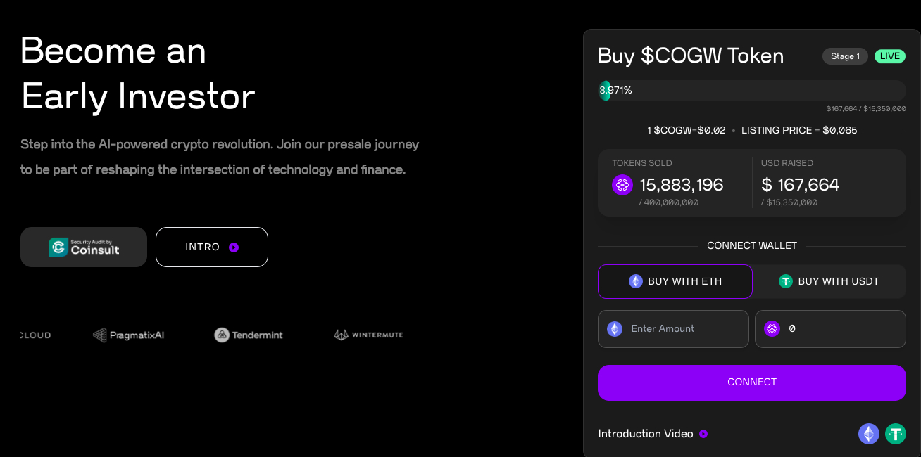 Cogwise token presale page