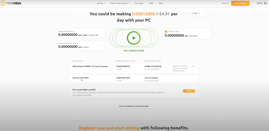 QuickMiner will automatically determine your location based on the share latency