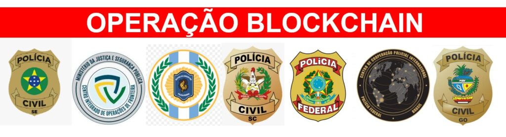 An image circulated by the Polícia Civil de Santa Catarina shows the law enforcement agencies and government organs involved in Operation Blockchain.