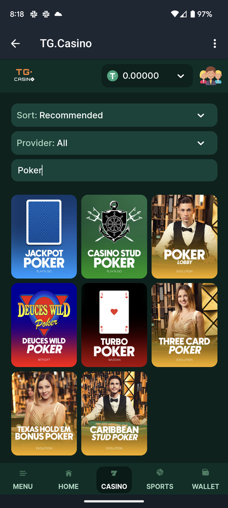 TG Casino poker games