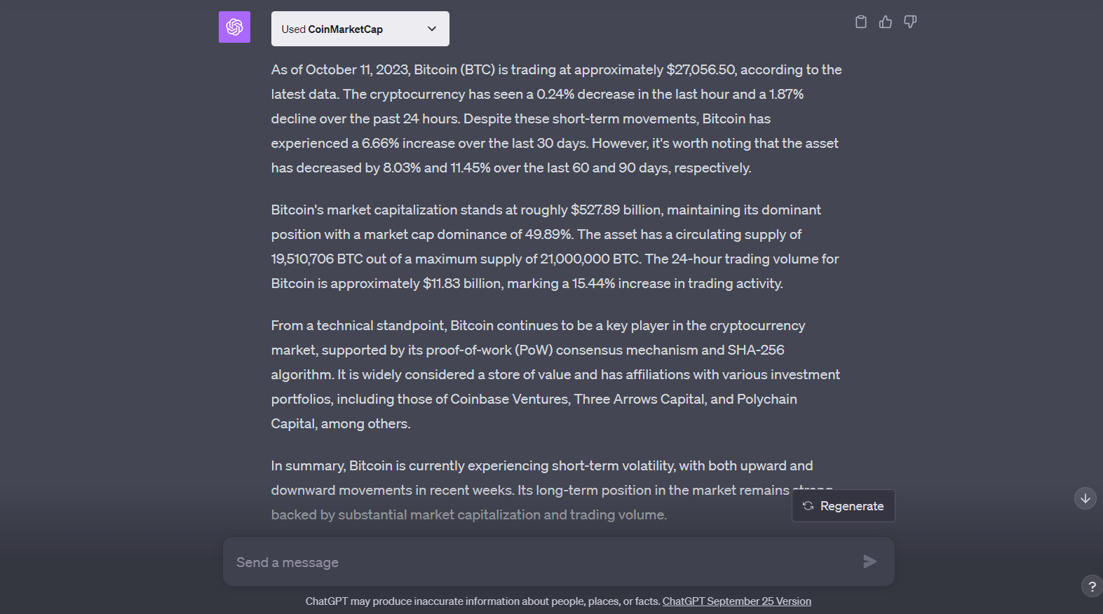 Bitcoin-Analyse Des Coinmarketcap Chatgpt-Plugins