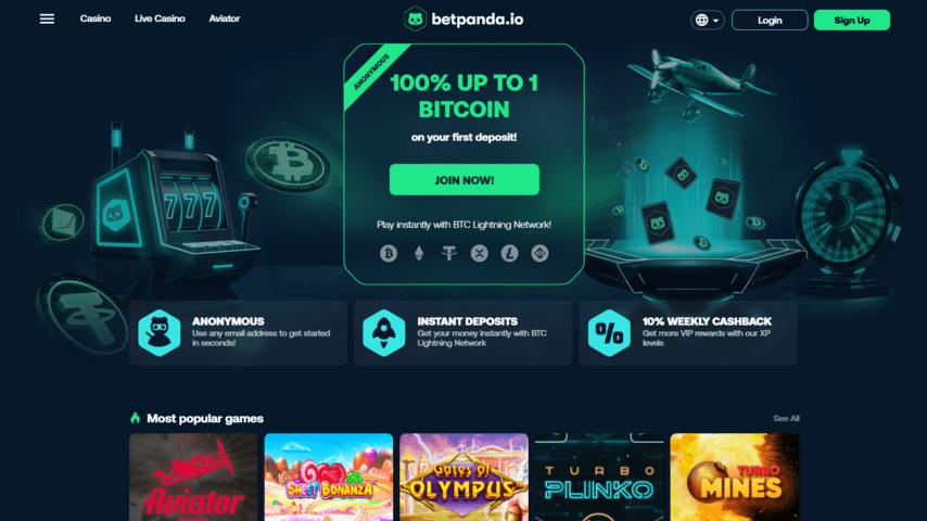 Betpanda.io Casino Homepage