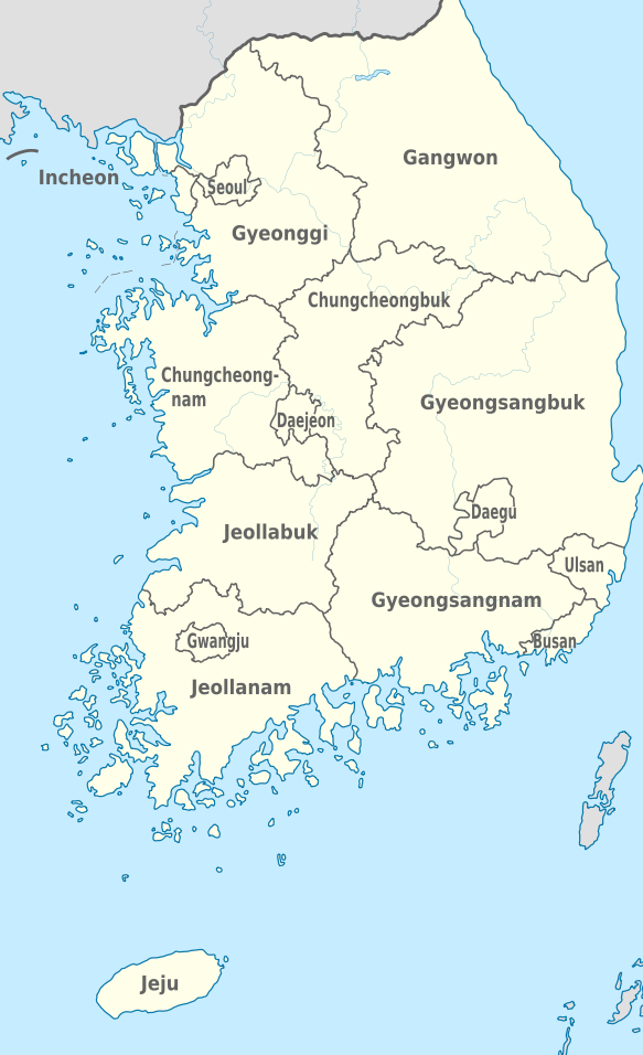 Карта Південної Кореї.