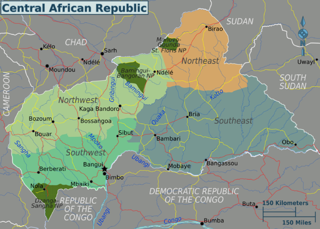 A map of the Central African Republic.