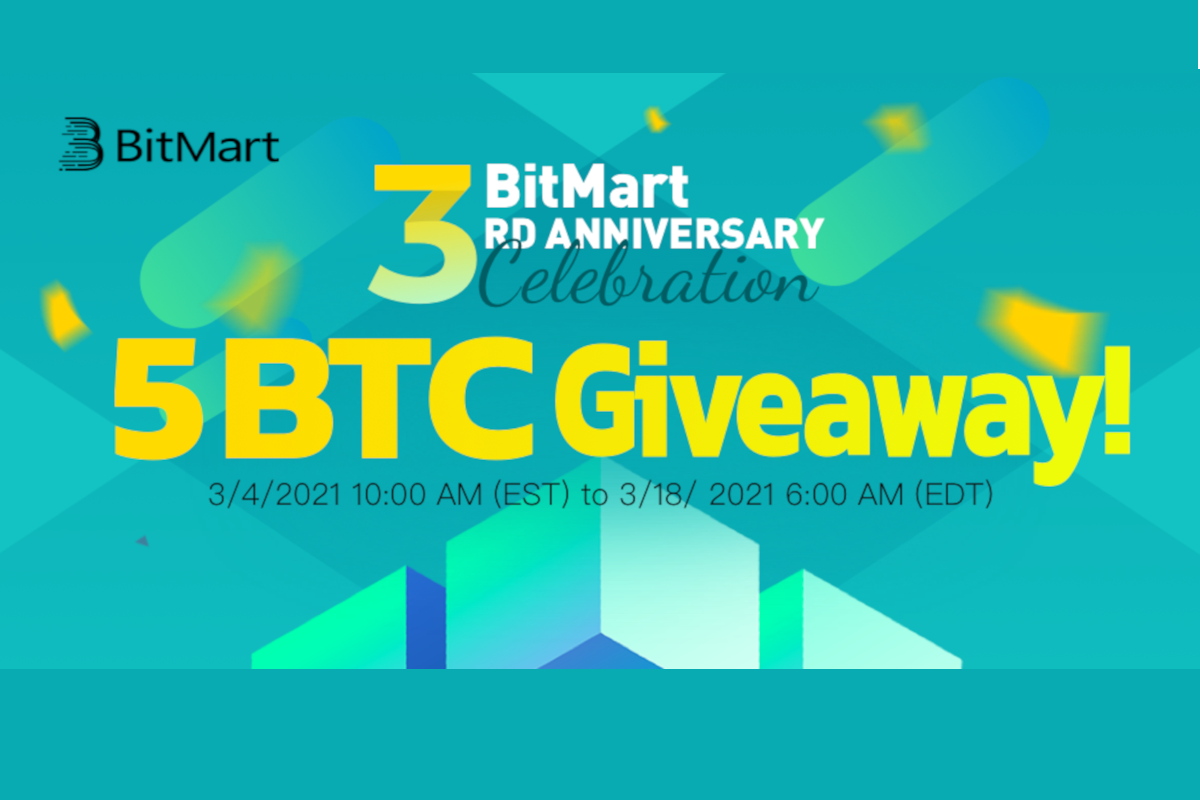 BitMart Celebrating 3rd Anniversary with Crypto Promotion Events: 5 BTC Giveaway