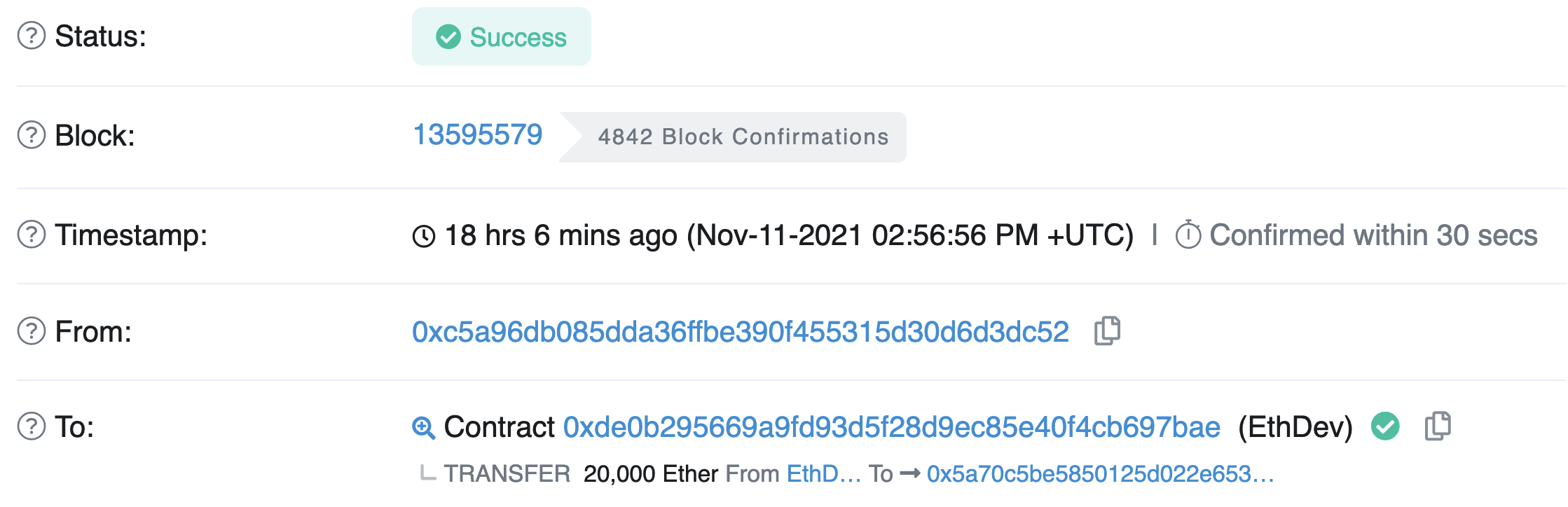 Transazione in Ethereum a Kraken