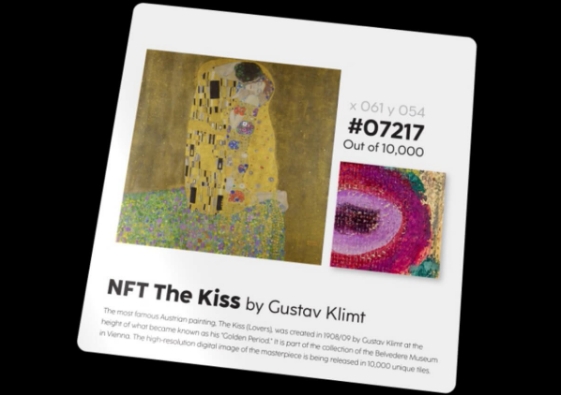 古斯塔夫·克里姆特 (Gustav Klimt) 的名作“吻” (The Kiss) 以 10,000 个 NFT 出售