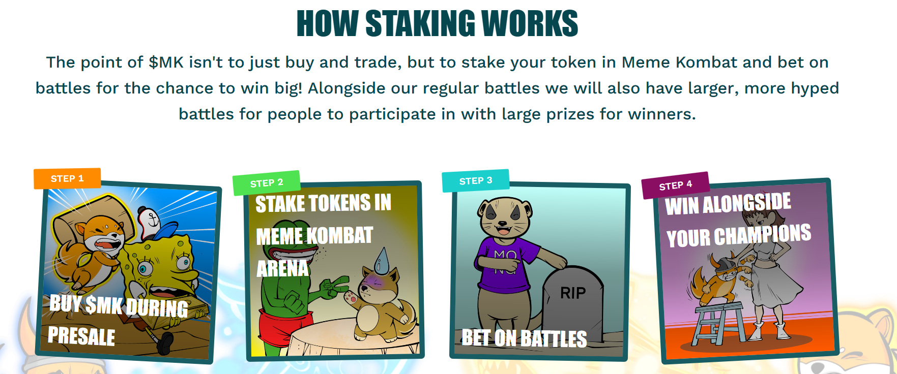 meme kombat how staking works