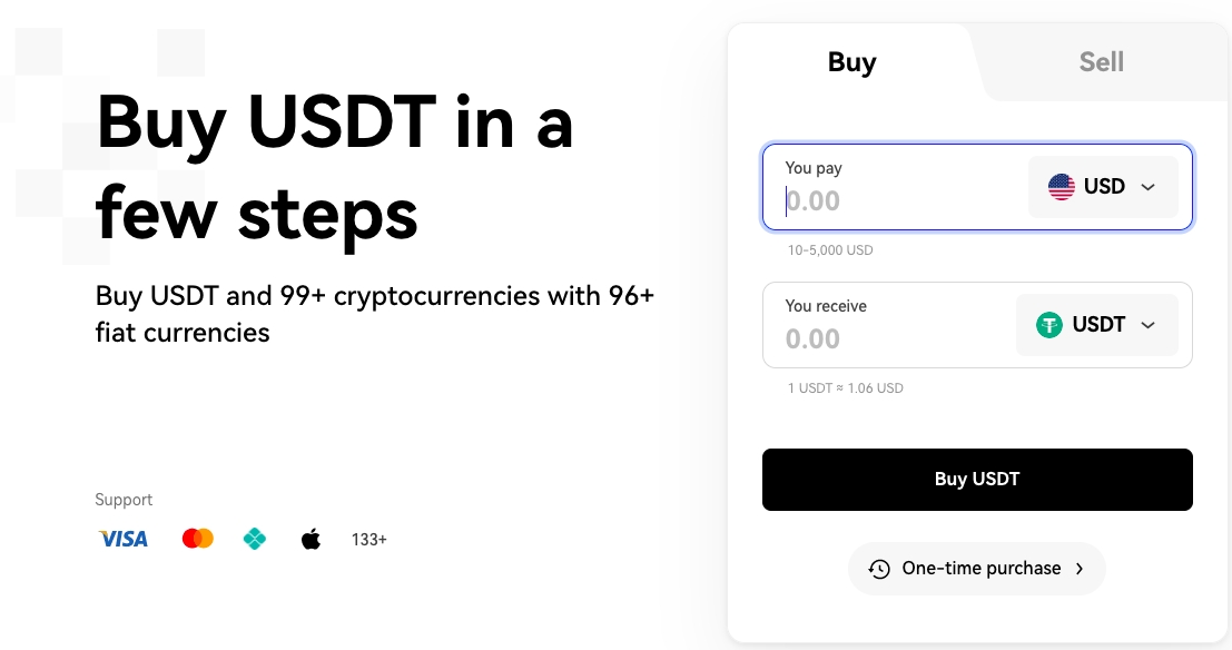 Buy USDT with USD