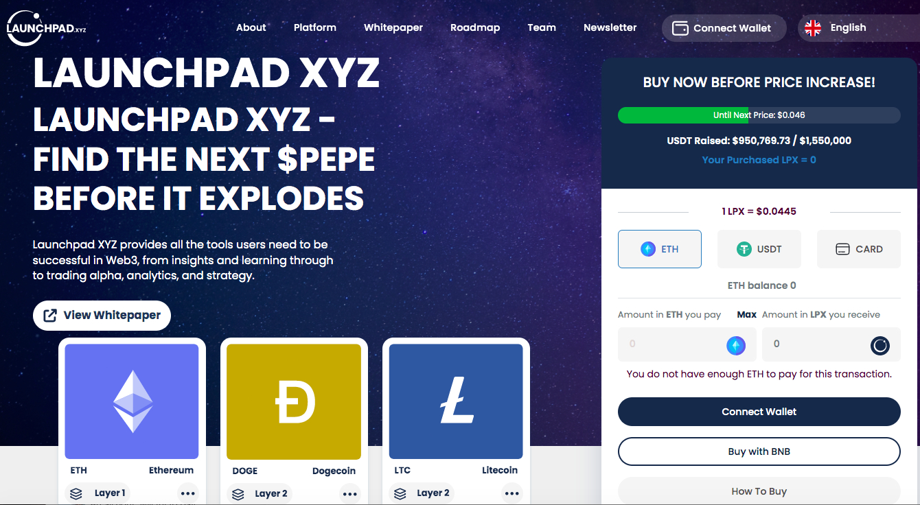 Launchpad XYZ token presale page