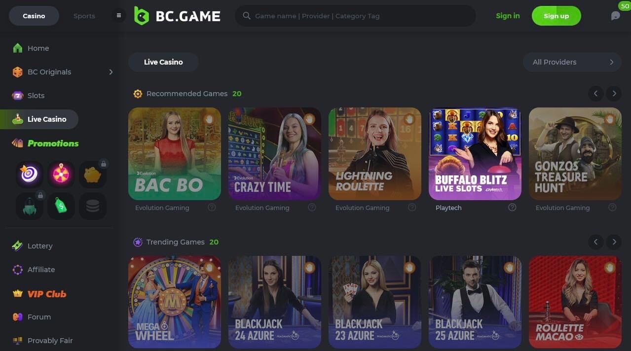 BC.Game casino games