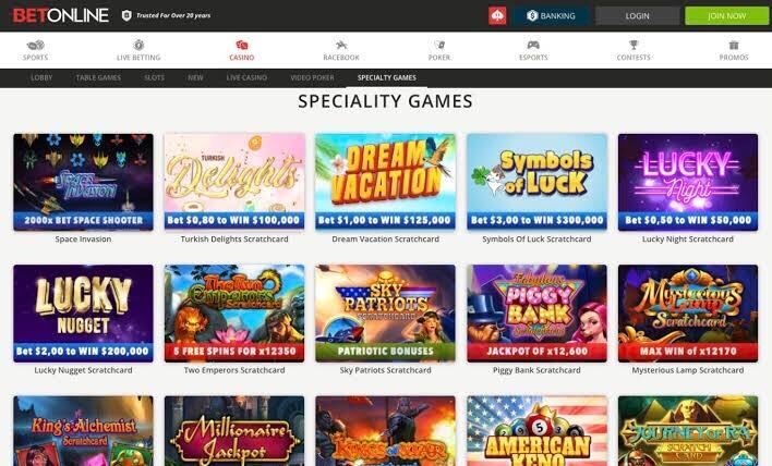 BetOnline website overview for best online crypto casino games