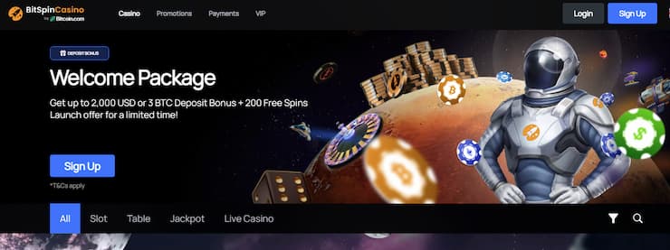 bitspin casino welcome bonus