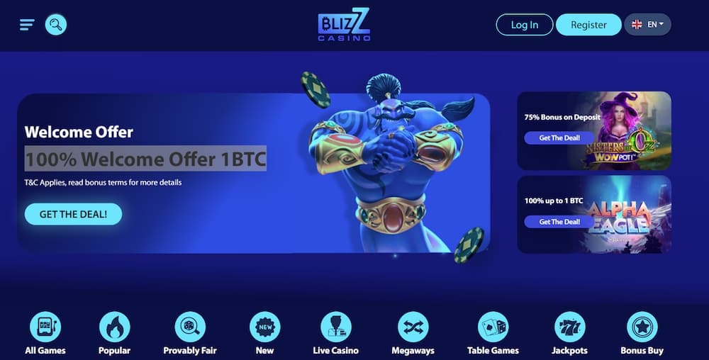 blizz casino welcome crypto bonus