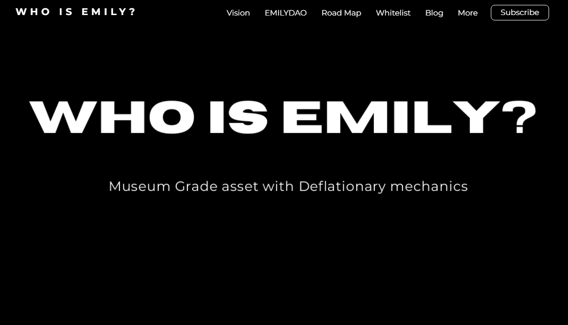 Who Is Emily - Collezione a carattere deflazionistico di NFT collegati a opere d'arte