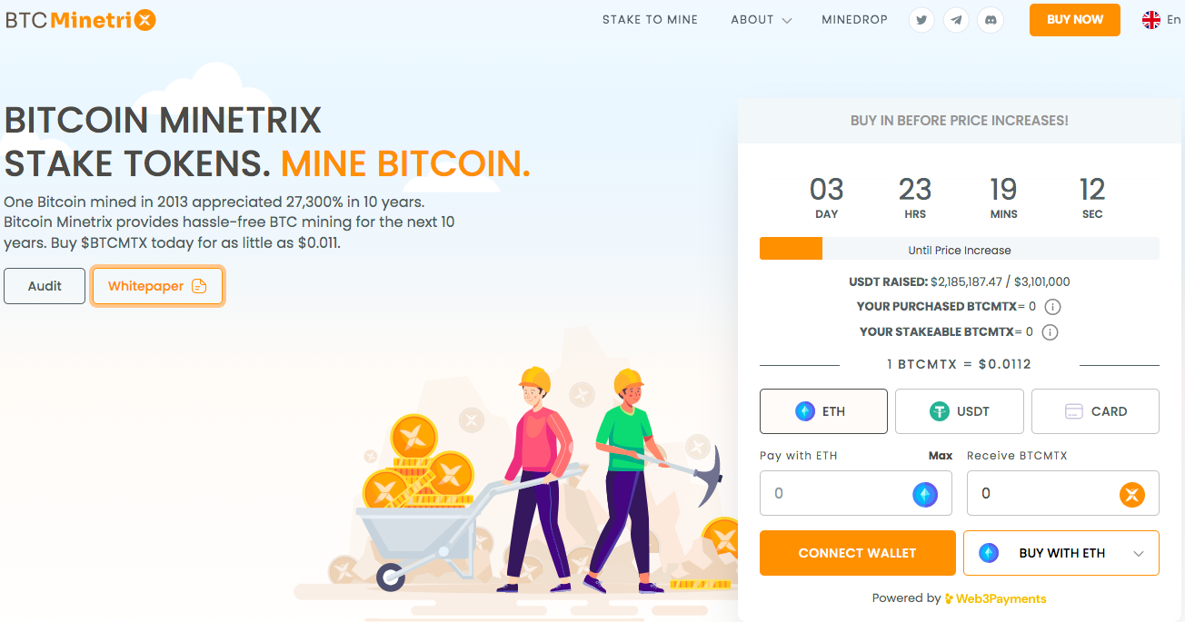 Bitcoin Minetrix token presale page