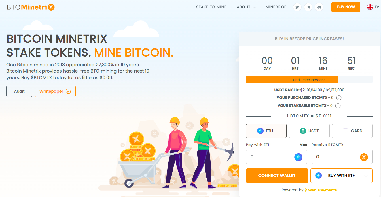Bitcoin Minetrix presale website