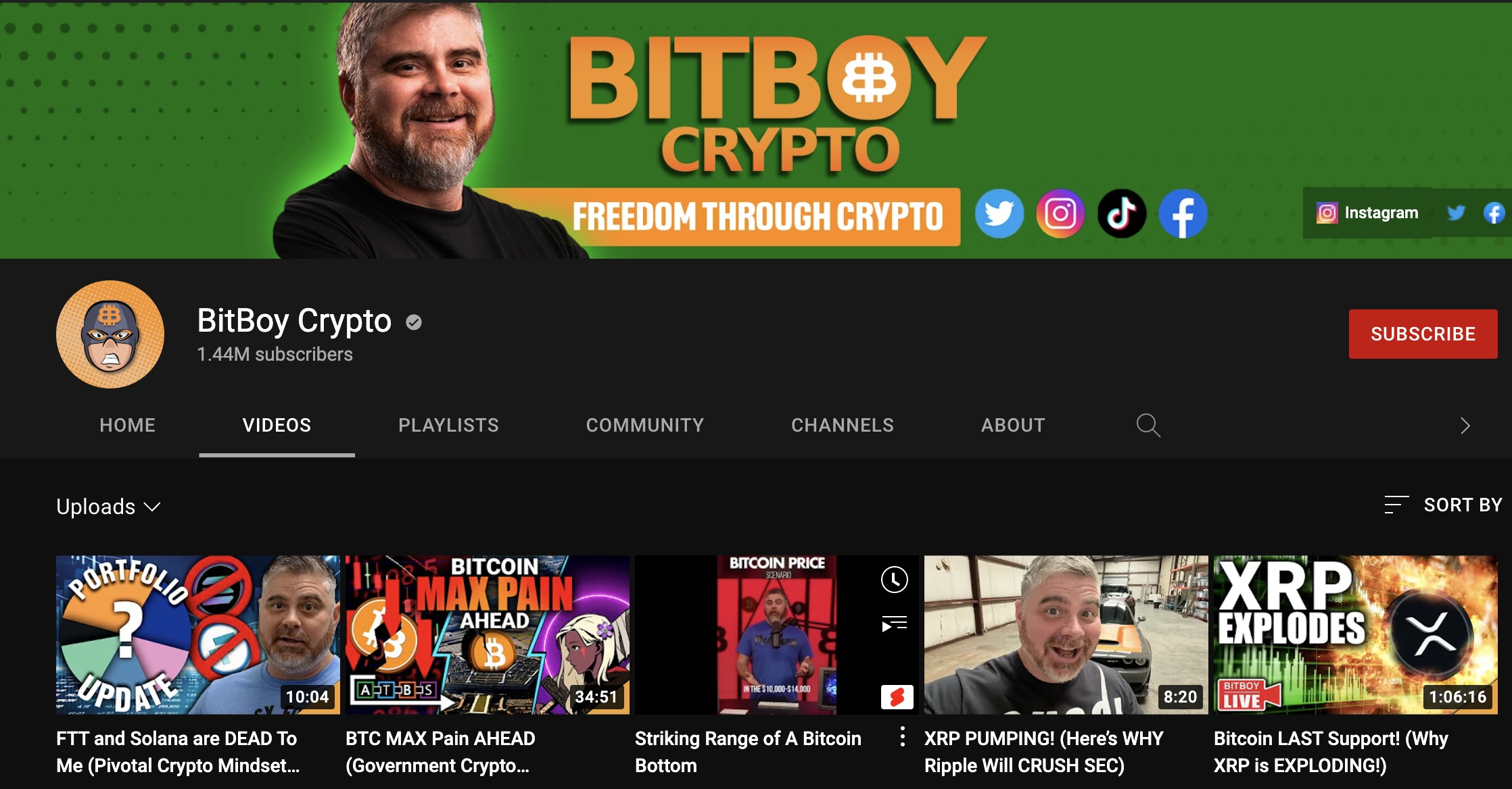 Bitboy Crypto YouTube channel