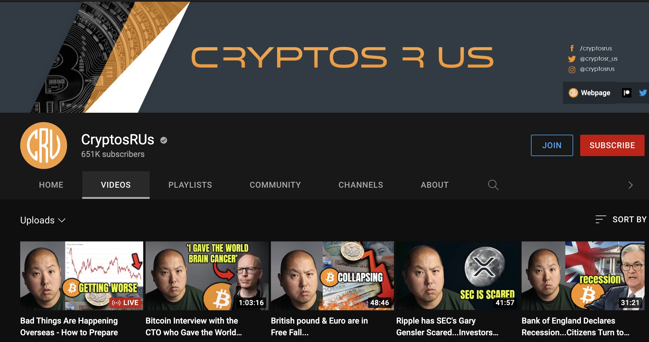 CryptosRUs YouTube channel