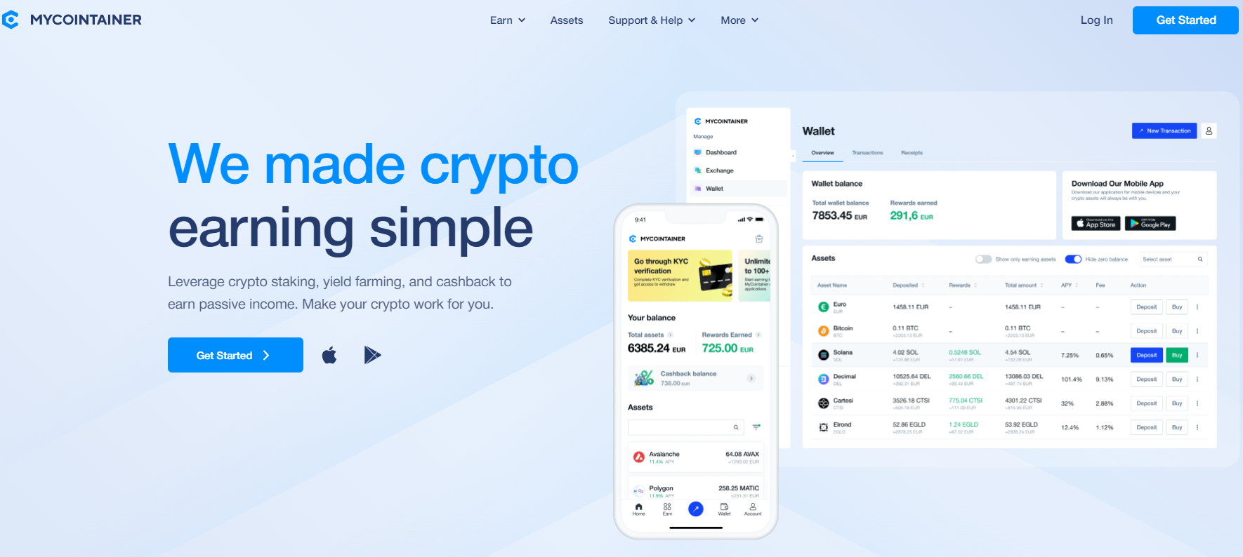 MyCointainer home page